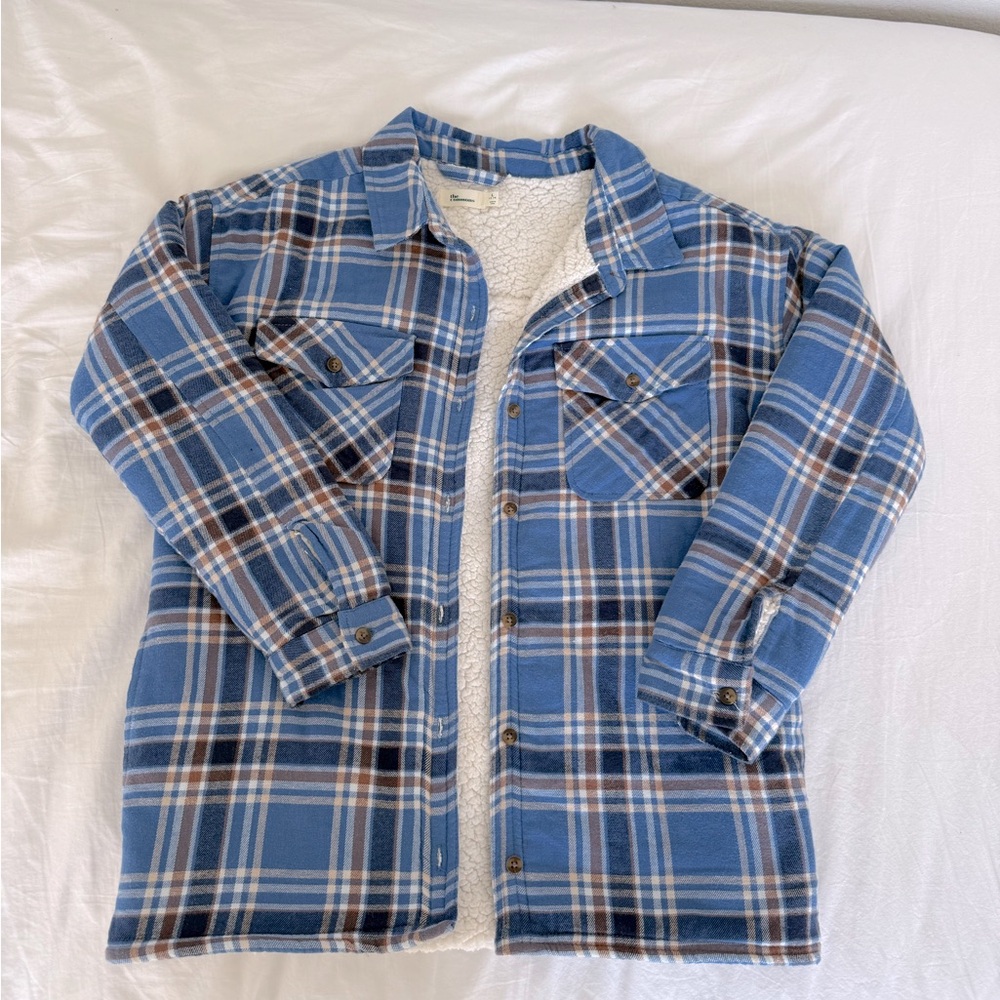 Blue Plaid Kid’s Sherpa-Lined Jacket